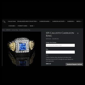 Goldman Kobler Interchangeable Callisto Caerleon Ring– size 7 (RING ONLY)